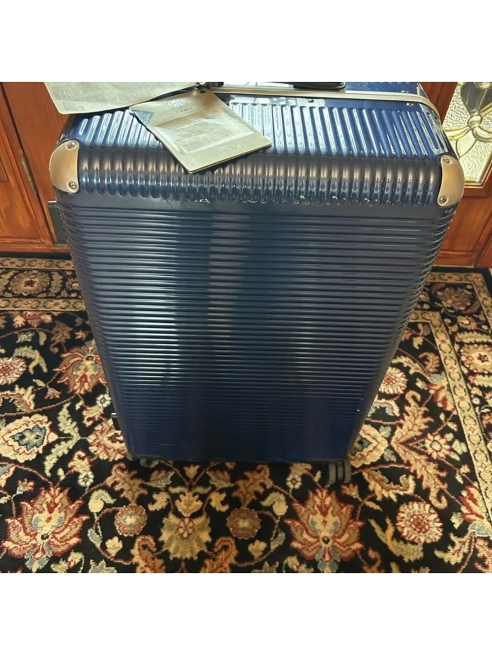 FPM Milano hard Bank 58 collection suitcase, NWT .Navy/silver